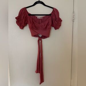 Puff Sleeve Top with Tie Back